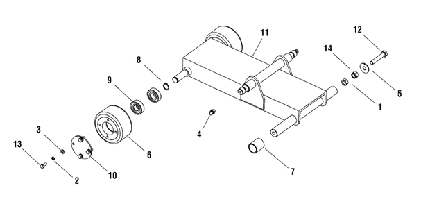 Wheel Frame Group (80003341) Diagram and Parts List for EX20-S 866057 Briggs and Stratton Concrete Saw